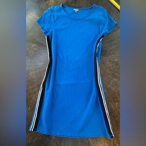 Talbots Blue Short Sleeve Knit Dress with Black & White Side Panels